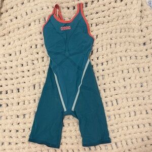 Arena Women's Teal & Coral One-Piece Tech Racing Swimsuit